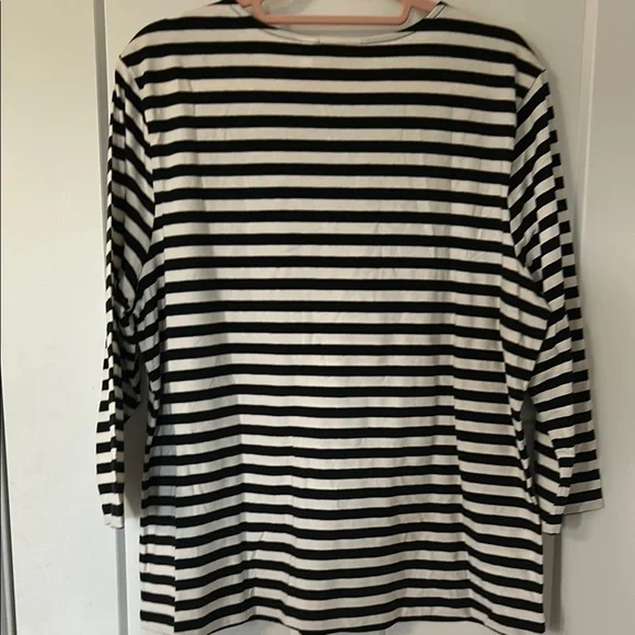 Chico's Black and White Striped Lace Blouse - Picture 8 of 8